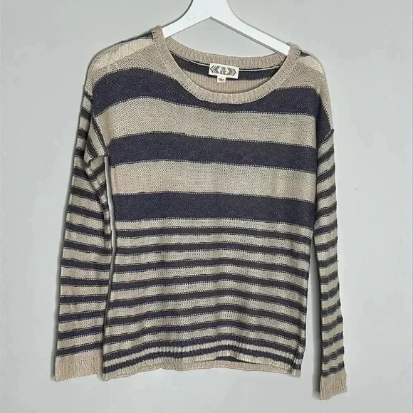 Pink Rose Gray Stripped Knit Sweater - Picture 2 of 8